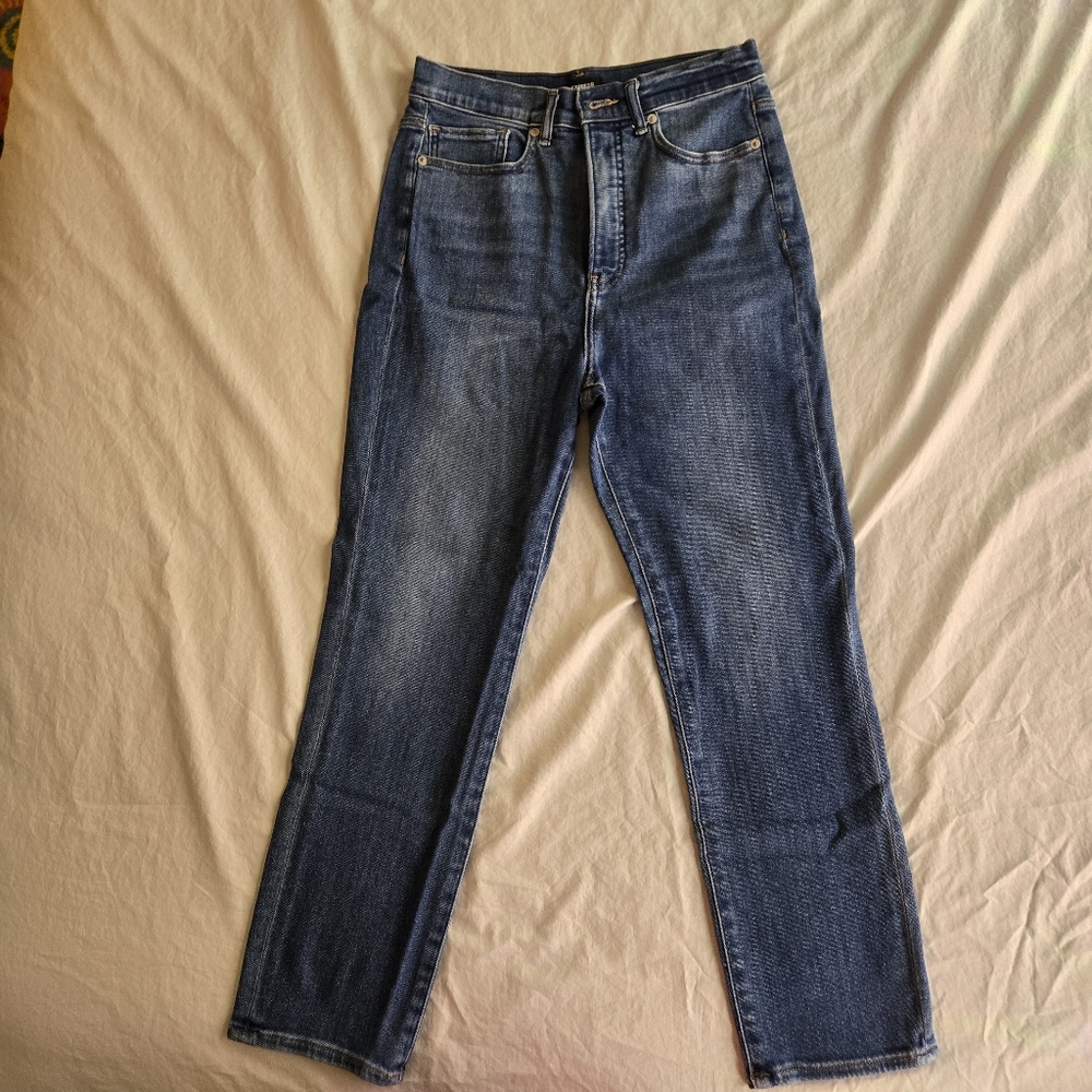 Express Slim Ankle Super High Rise 8 Regular Medium Blue Wash Denim Skinny Jeans